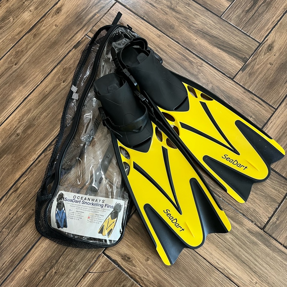 Oceanways SeaDart Snorkeling Fins - Blue and Yellow